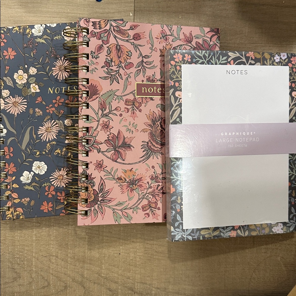 NWT Floral Notebooks Set - Pink and‎ Blue